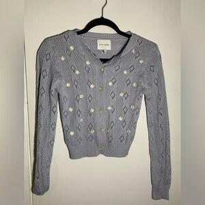 Pink Rose Blue Floral Cardigan size XS